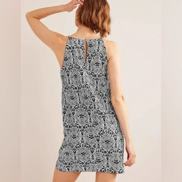 NWT Boden women’s Racerneck Jersey Mini Dress in black and white. Size 12 - Picture 2 of 10